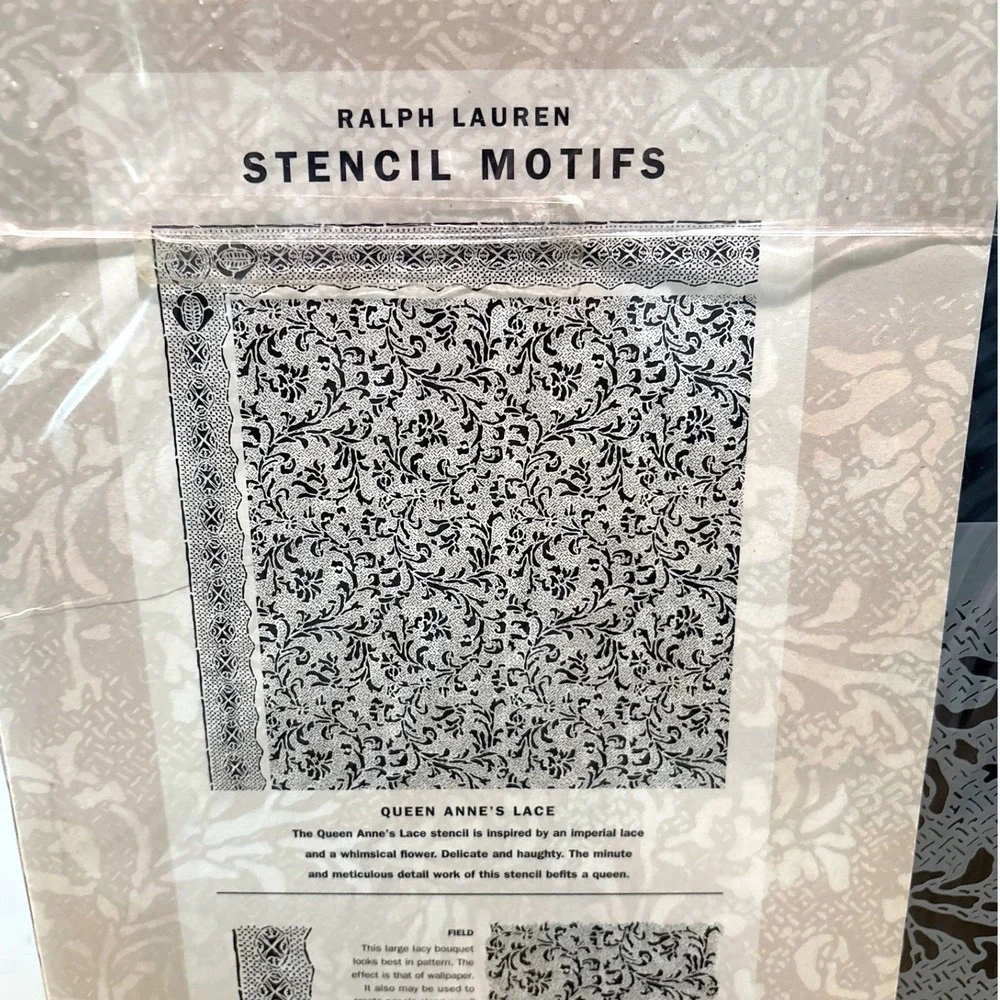 Ralph Lauren Queen Annes Lace Stencil Motif Vintage 1997 Wall Decor Kit